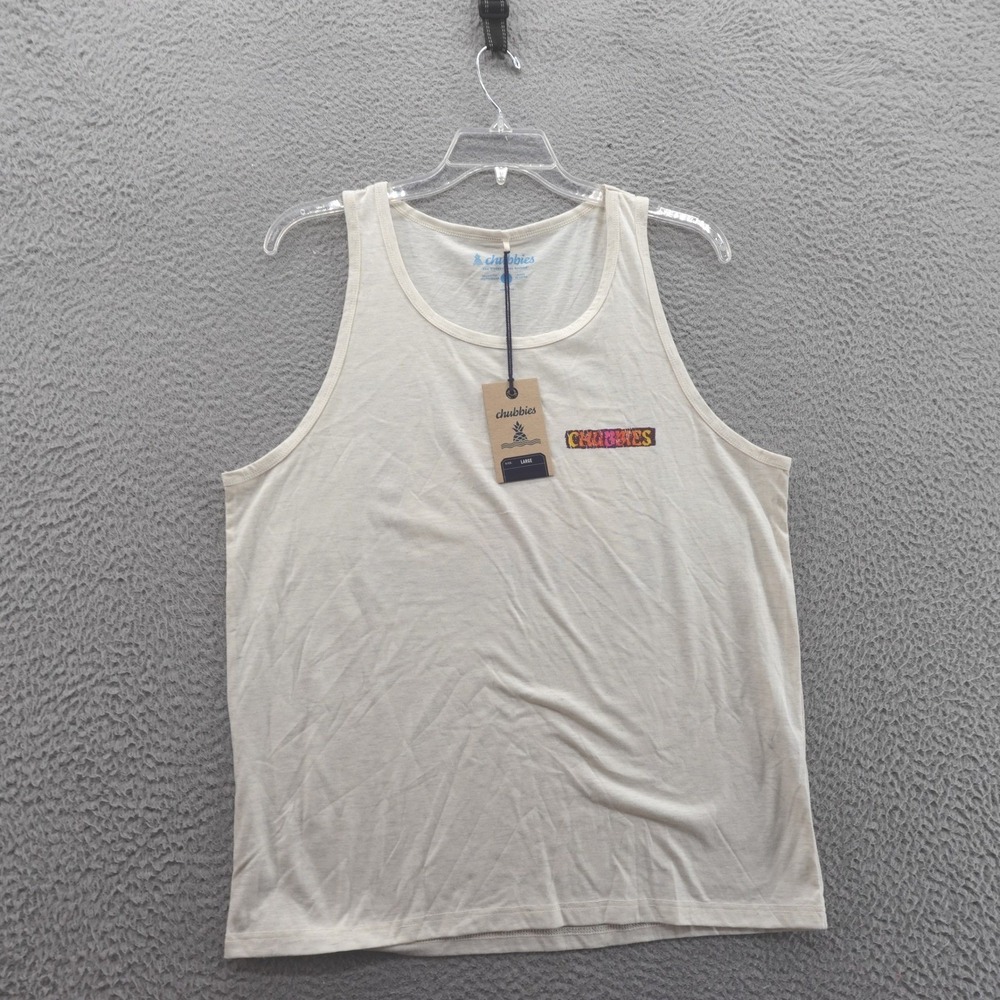 Chubbies Mens Tank Top The‎ Wind Slammer Large Oatmeal Heather Surf NEW